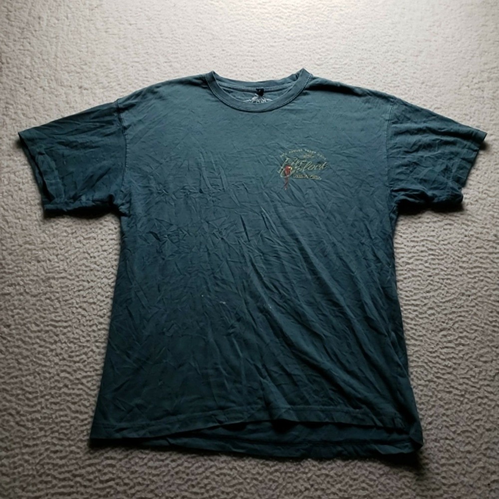 Newport Blue Shirt Mens Large Blue Beer Parrot Tropical Graphic Tee Tagless